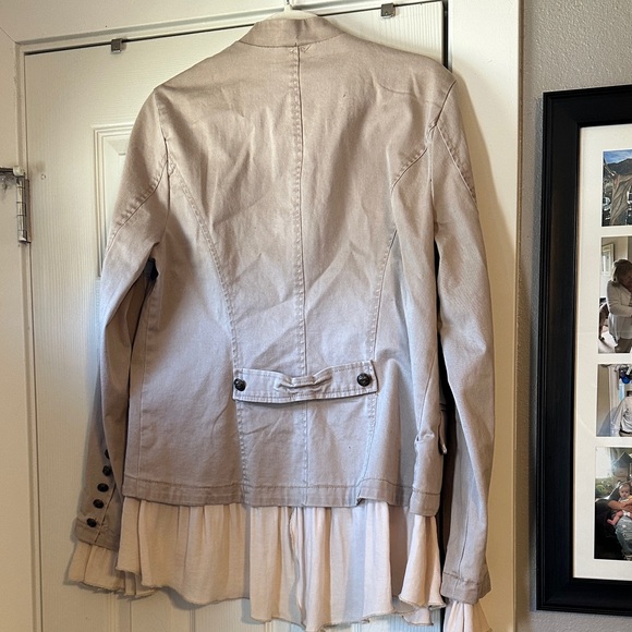 Free People Cream Ruffled Button Front Draped Romance Jacket - Picture 8 of 8